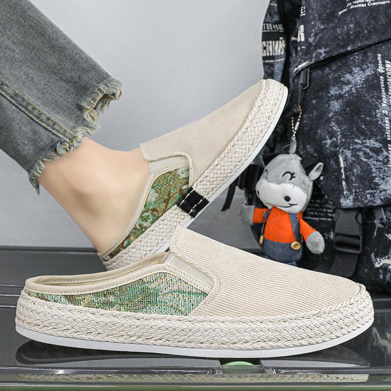 Casual Men Shoes Fashion Sports Shoes Men Personality Men Sneakers Half Slippers  Corduroy Loafers Men's Shoes Corduroy Loafers