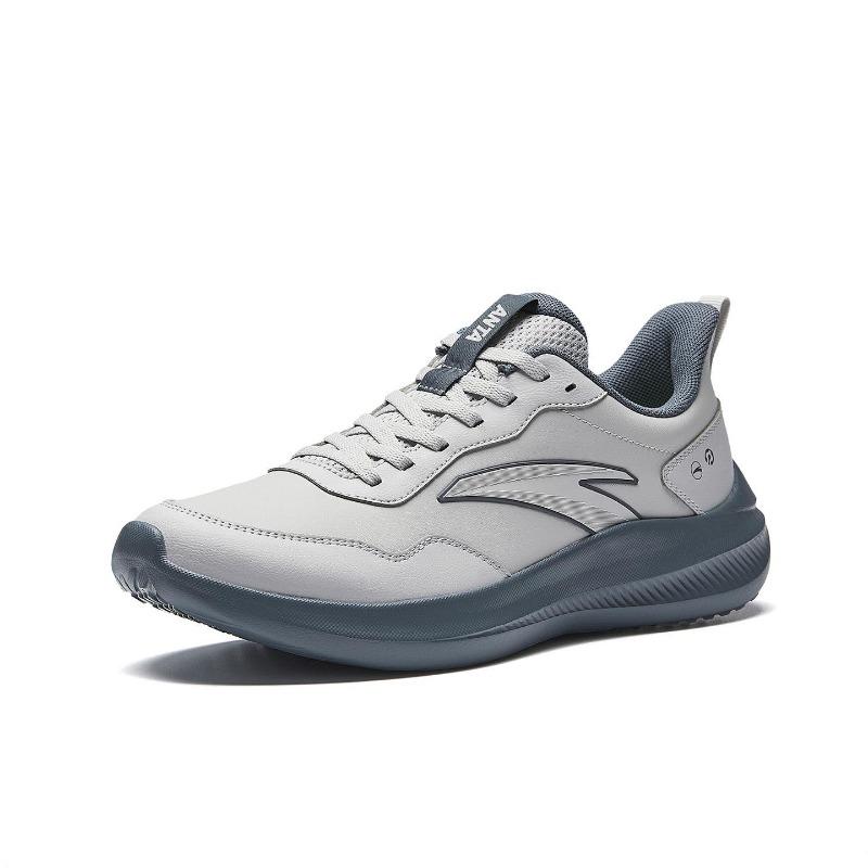 Anta Clear Sky Herbst Winter Leder Leicht Weich Elastisch Vielseitig Stoßdämpfend Rutschfest Laufschuhe Herren Sneaker Chip-Grau 912615541-11