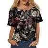 Women's Fashion Casual Short Sleeve Print Round Neck Pullover Top Blouse