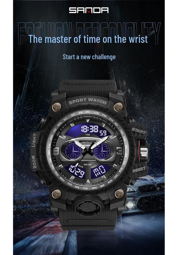 Sanda Men's Multi-functional Luminous Sports Watch – Fashionable, Trendy, Versatile Outdoor Dashboard Design