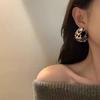 2025 autumn and winter personalized leopard print C-type earrings, European and American temperament exaggerated earrings