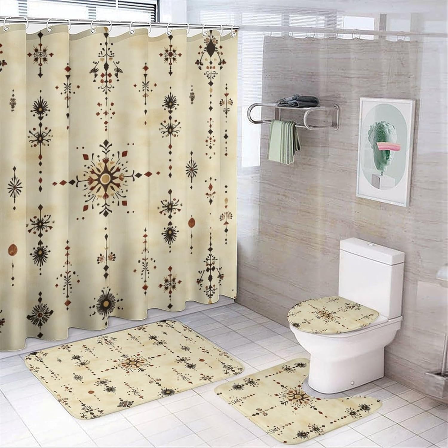 

Bath Curtains Shower Set, Butterfly Pattern Printed On Modern Shower Curtains For Bathroom Set, Designed For Farmhouse Boho W90*H180(CM)-1 Pcs