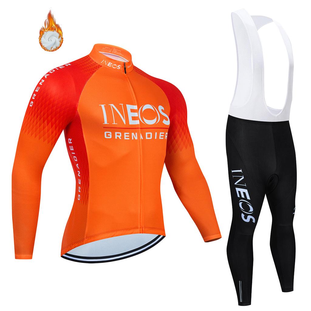 Conjunto de ropa de ciclismo para hombre Ineos Grenadier Pro Team Tricuta 2026: chaqueta, culotte y maillot con gel. Traje de invierno de forro polar.