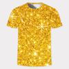 Summer 3D Gold Fashion Digital Harajuku Print Short Sleeve Round Neck Men's Casual Personality Hip Hop Street T-shirt Tops