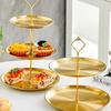 1pcs Stainless Steel Gold Dessert Tray, Multi-Tier Cake Stand, Cake Plate, Snack Platter, For Tea Party, Birthday, Wedding
