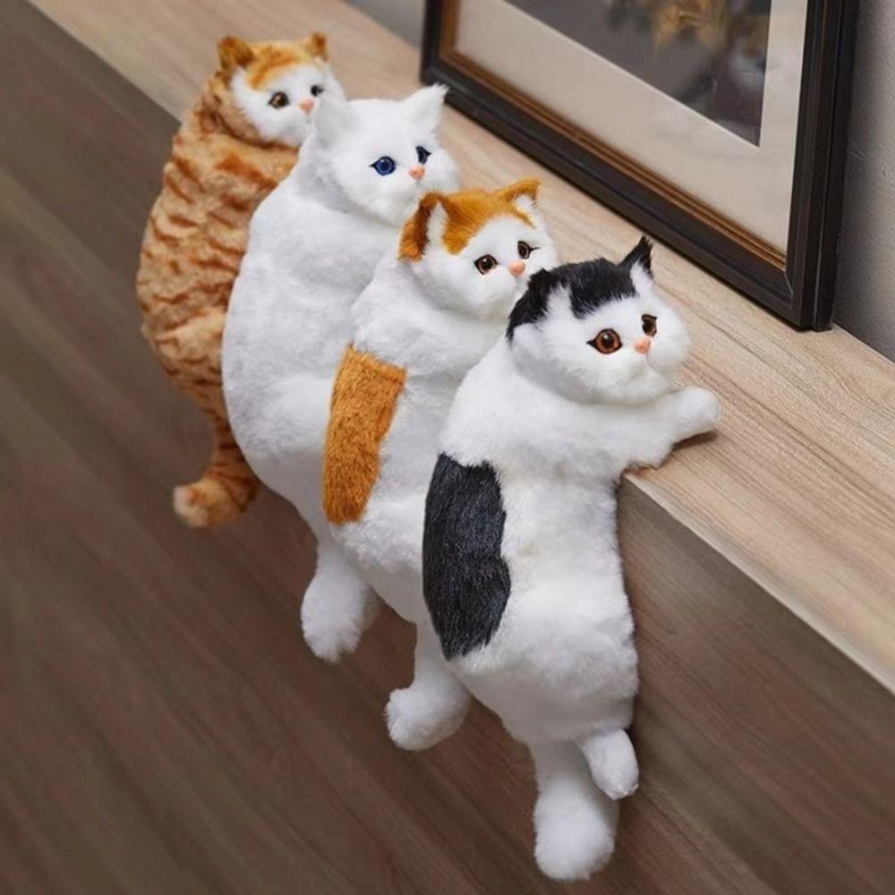 Furry Plush Kittens Doll Toy Animal Figurines Stuffed Animals Sculptures Fake Cat Model Child Gift