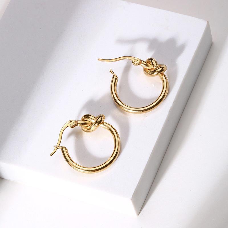 Schicke goldfarbene Knoten-Creolen für Damen, Hochzeits-, Geburtstagsfeier-Geschenk, Schmuck