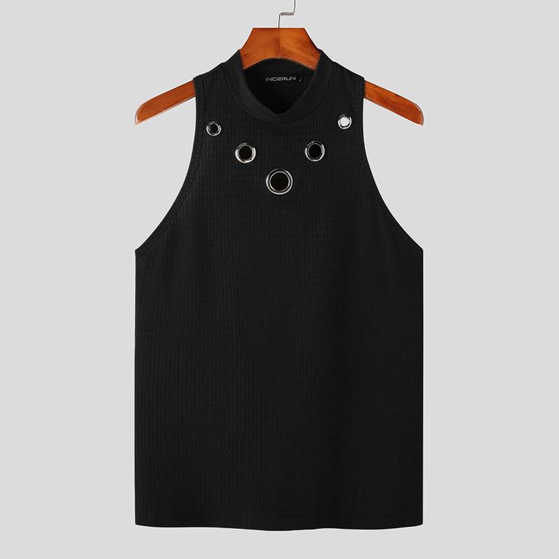 INCERUN Summer Men Sleeveless Tank Casual Hollow Out Tops