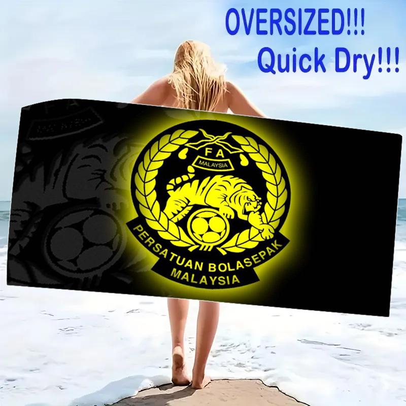 Malaysia Football Print Beach Towel, Large Soft Quick Dry Towel for Beach Camping Swimming
