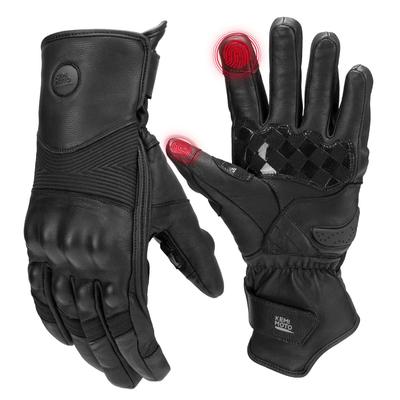 KEMIMOTO Motorcycle Sheepskin Cold Smartphone for Outdoor and Size M Gloves, Winter, Leather, Weather, Water-Repellent, Compatible, Windproof,
