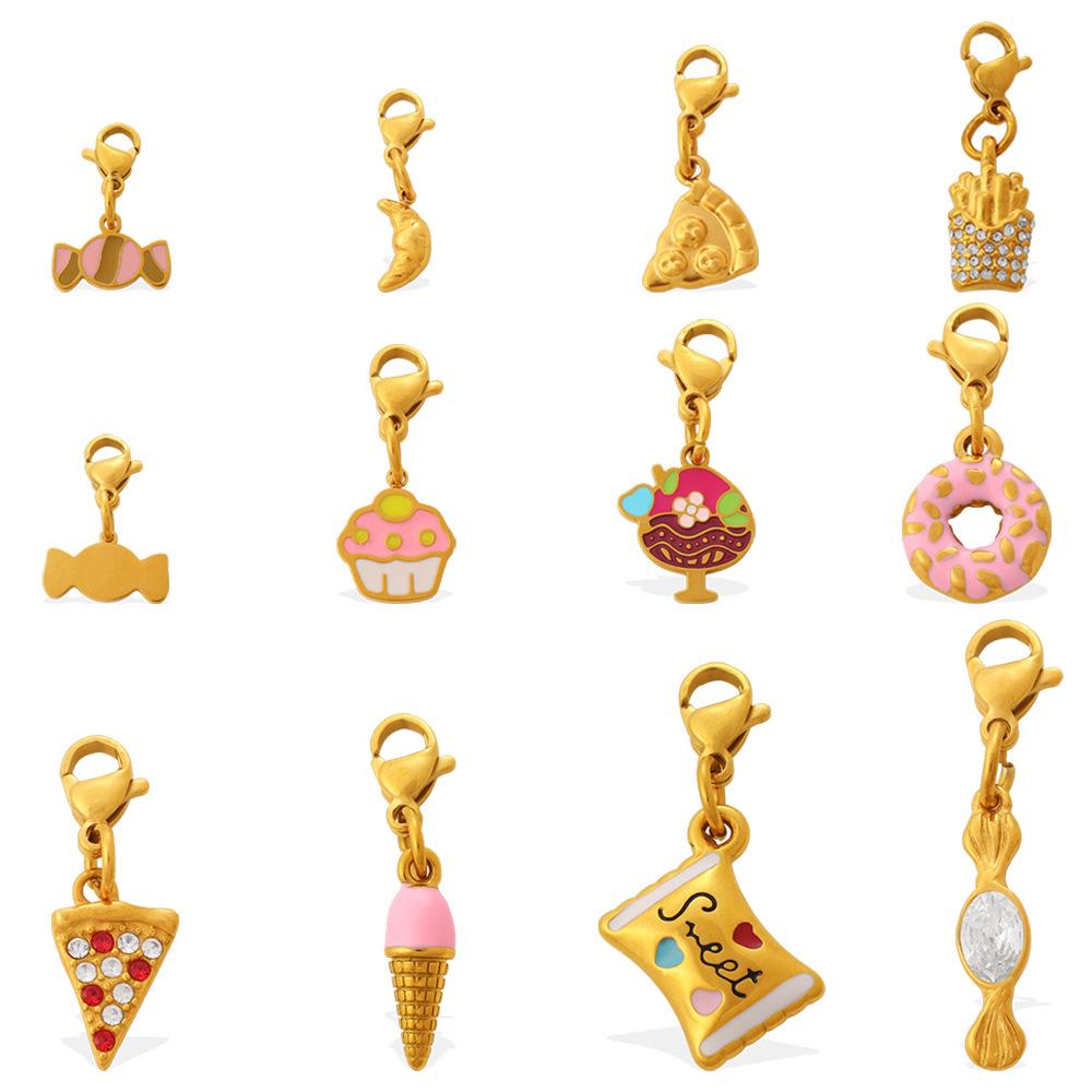 Cute Sweet Wind Pizza Candy Food Series Lobster Buckle Pendant Diy Bracelet Necklace Exquisite Accessories