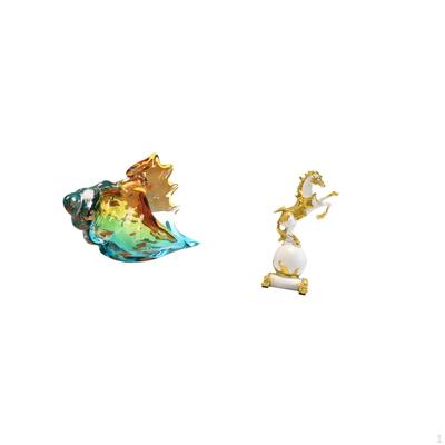 Glass Conch Horse Figurine Sea Animal Modern Statue Art Decor Craft Ornament for Home Office