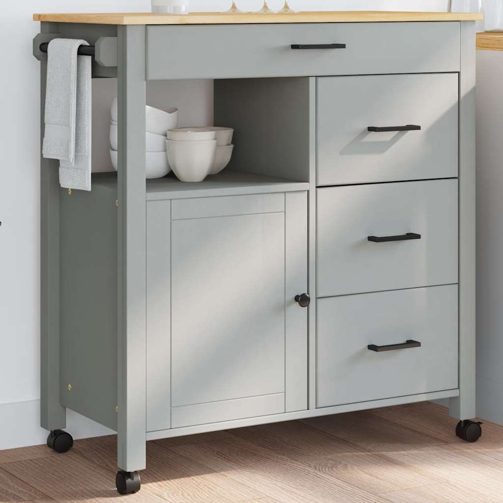 Vidaxl Carrito de Cocina Monza, 84x40x90 Cm, Madera de Pino Maciza