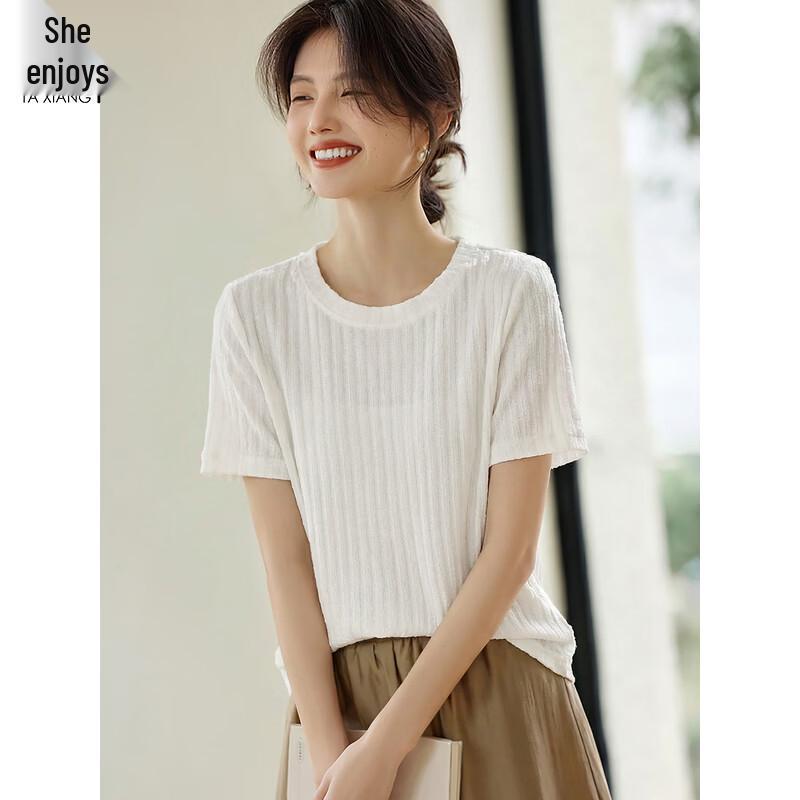 Women s Solid Textured Short-Sleeve T-Shirt M