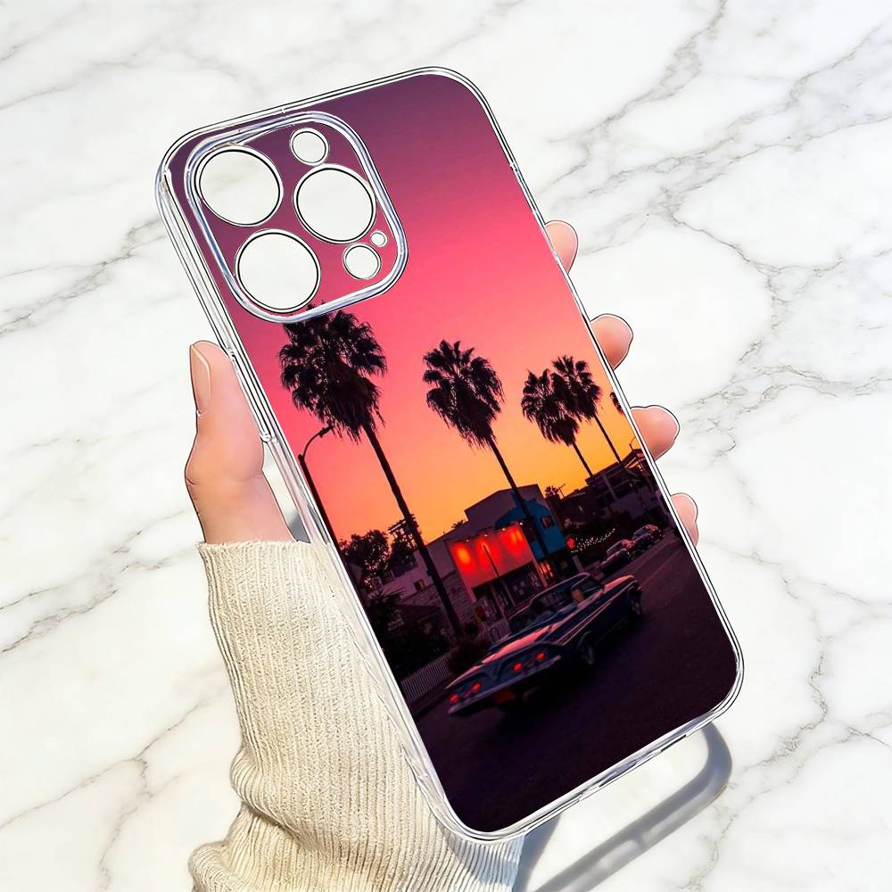 Sunset  Phone Case For iPhone 17 16 15 14 13 12 11 Mini Pro Max Plus Transparent Cover