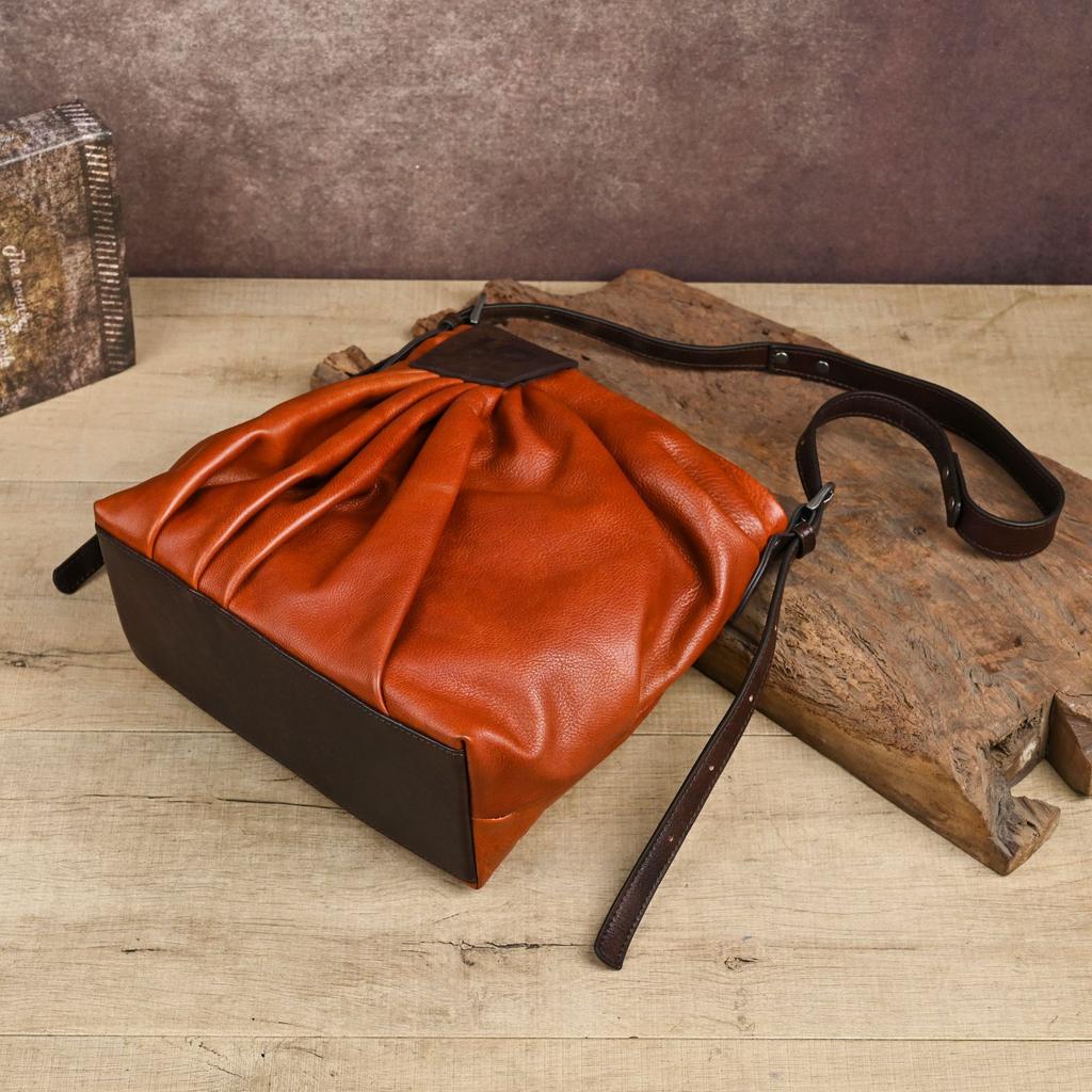 Johnature Borsa a Spalla a Tracolla Retrò Pelle Vera Pieghe Borsa da Donna di Alta Gamma e Multiuso