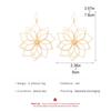 Large Hollow Wire Wrapped Flower Dangle Hook Earrings Minimalist Oversized Floral Drop Ear Ornaments for Women Party Daily Fashion Accessories