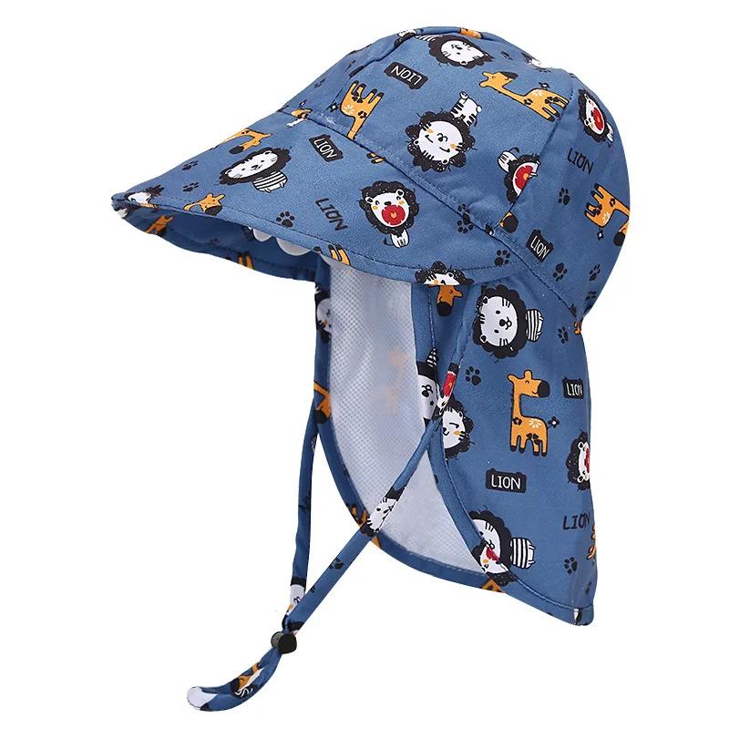 New Summer Baby Bucket Hat for Boys Girls Cartoon Breathable Mesh Children's Beach Shawl Sun Hat Kids UV Protection Cap