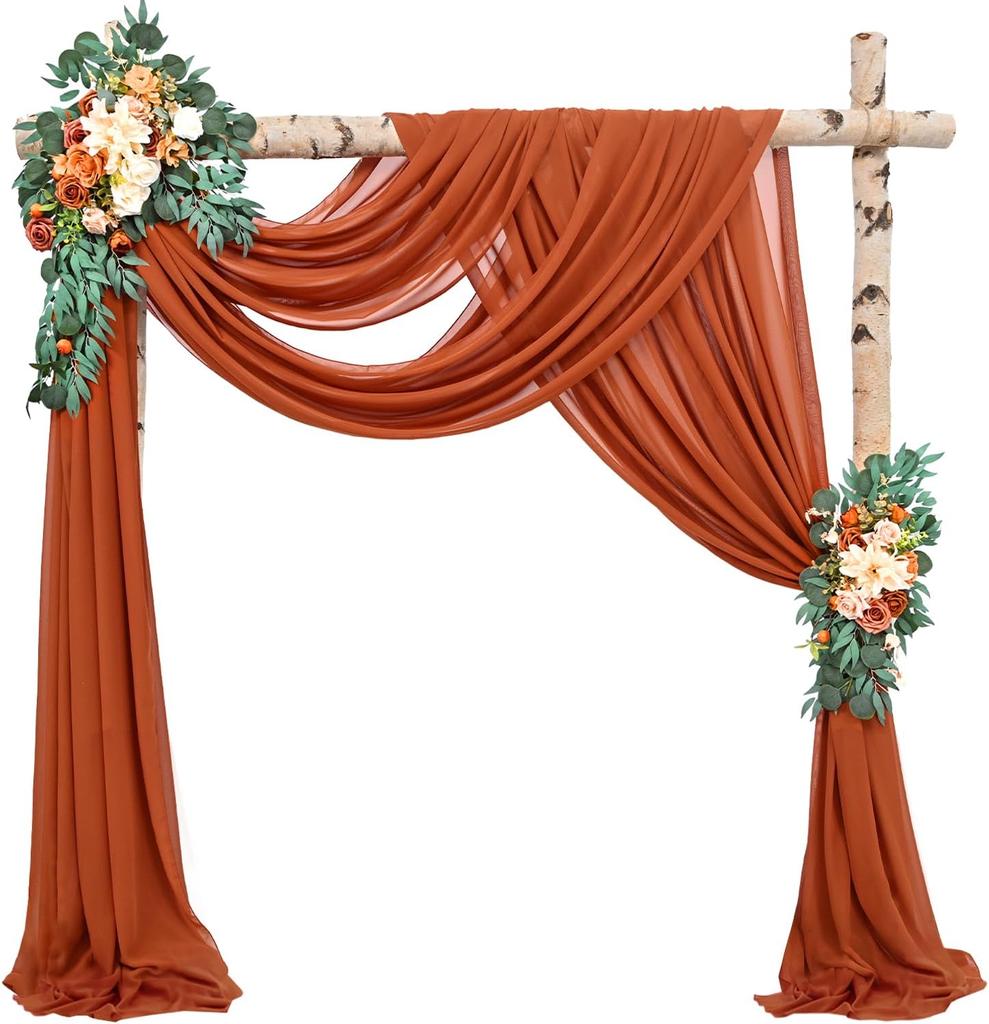 Wedding Arch Draping Fabric, Sheer Chiffon Arch Drape for Bridal Shower Backdrop Outdoor Party Arches Church Ceremony Decoration