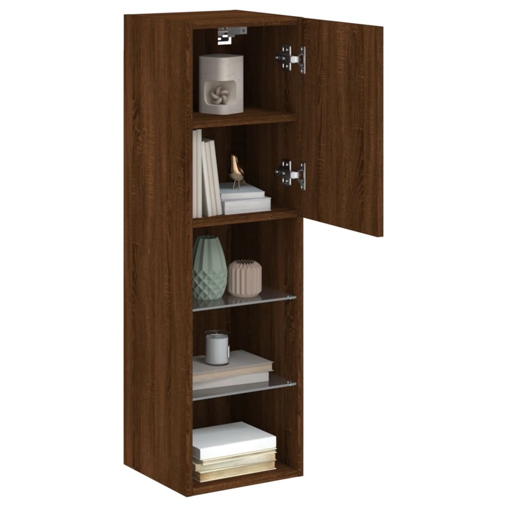 TV Cabinet with LED Lights Brown Oak Effect 12 x 12 x 40.2 in (L x W x H)