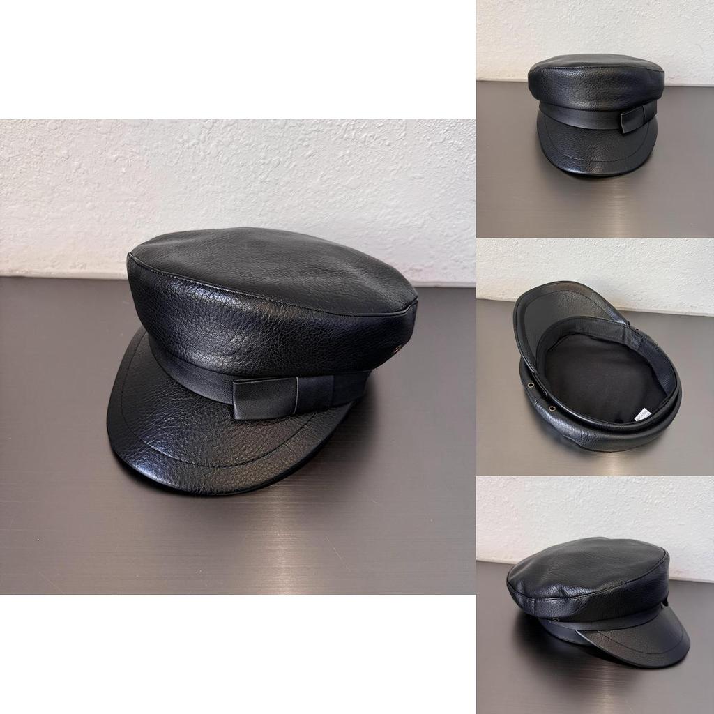 Butterfly Bow Beret Leather Hat With Sun Protection For Casual Women