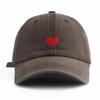 This Black Baseball Cap Features A Red Heart Pattern, Adding A Sweet And Romantic Touch To Valentine'S Day Outfits.