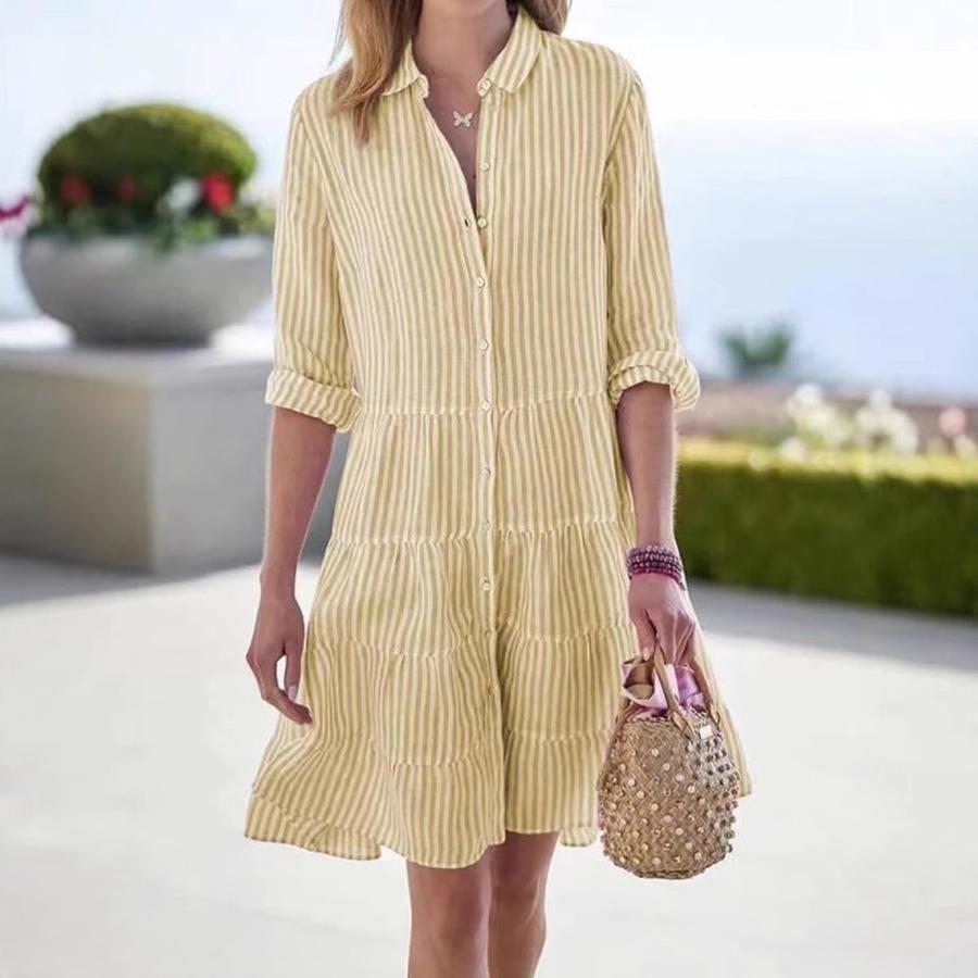 Women's Striped Shirt Dress - Autumn Long Sleeve