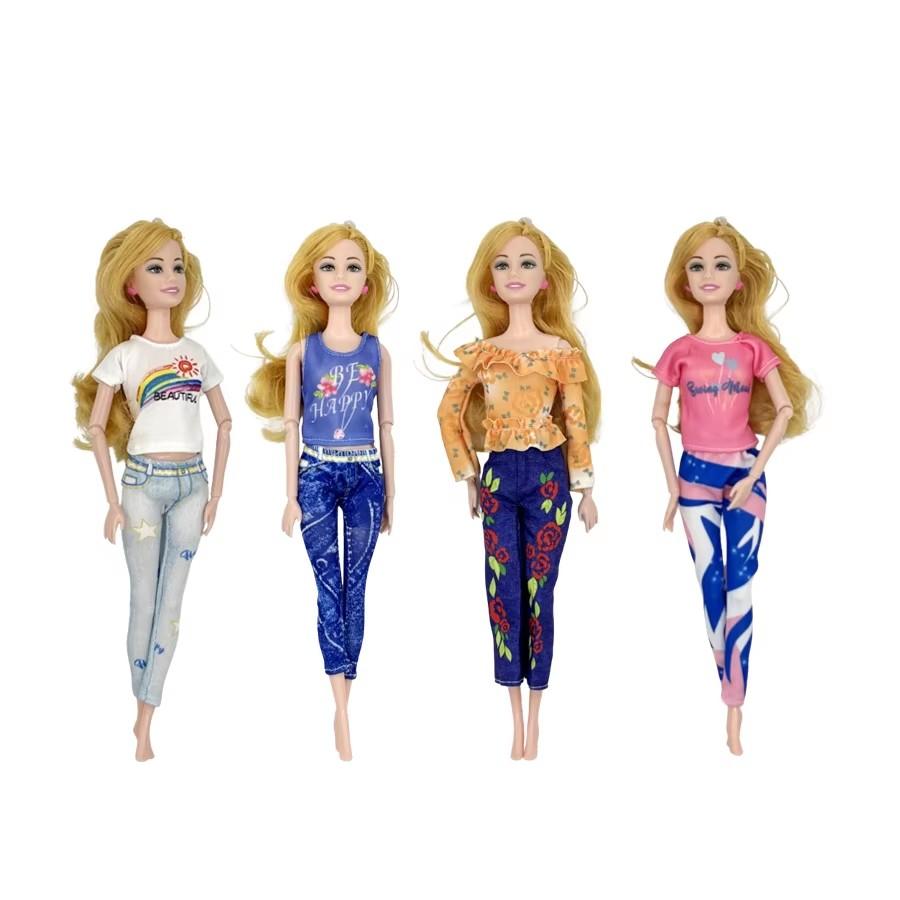 4pcs 1/6 doll Fashion Casual Clothes Set Top Shorts and Trousers for Girl Doll Accessories DIY toy Dollhouse Miniatures