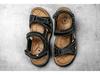 Men's Casual Genuine Leather Open-Toe Beach Sandals with Air Cushion - Lightweight and Plus Size for Outdoor Activities.