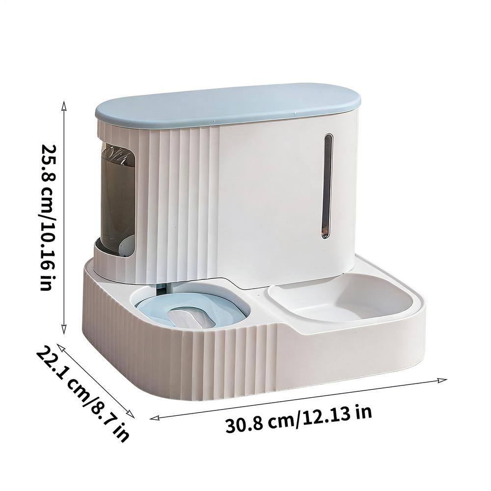 

Cat Food And Water Dispenser Set 2 In 1 Puppy Waterer 3L Detachable Cat Dry Food Dispenser For Kitten Puppy Home Indoor Vacation белый