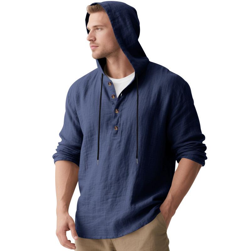 Men S Hooded Long Sleeve Loose Casual Pullover T Shirt