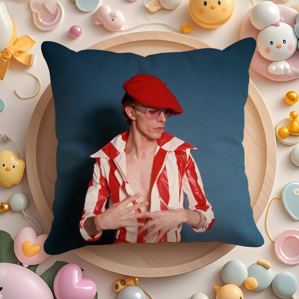 David B-Bowie Cushion Cover Short Plush Double-Sided Printing Home Machine Washable In Warm Winter Pillow Case