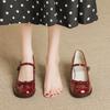 Round head medium thick high heel shallow mouth single shoes Mary Jane women's shoes with single shoes
