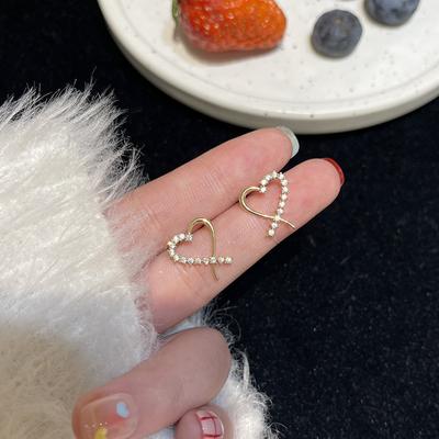 Zirkon Liebe Ohrstecker Damen Sommer Nische Design Sinn Flash Diamant Herz Ohrringe Temperament Ohrringe