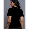 Hummingbird print black short-sleeved T-shirt for women, niche high-end loose casual crew neck top