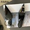 Fashion Eilyken Spring New Brand Women Pumps Snadals Fashion Square Buckle Shallow Slip On Slingback Pointed Toe Dress Shoes
