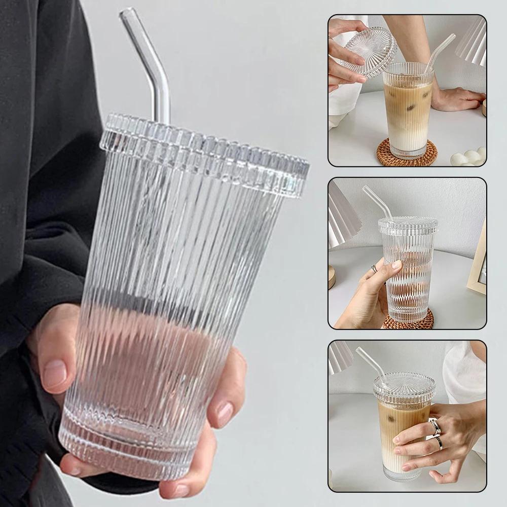 Kvetinový Hrnček na Mlieko Priehľadný Sklenený Pohár s Vekom a Slamkou Priehľadný Pohár na Bubble Tea Kávu Dezertný Pohár Dropshipping