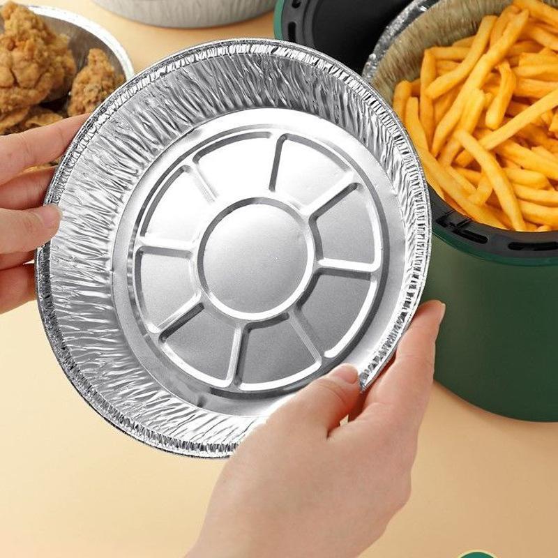 Aluminum Foil Plate Round Disposable Recyclable Containers with Straight Walls for Cooking 50pcs Deep 7 Inches