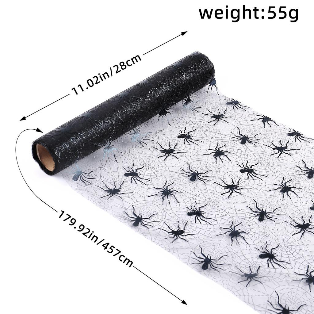 Spooky Veil Magic: Halloween Bat & Spider Web Tulle Rolls – Haunt Your Table with Gothic Table Mats & Web Table Runners