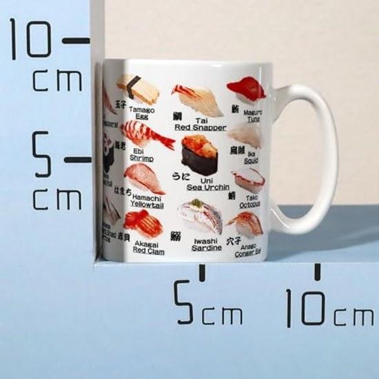 Japan-made mug sushi kanji toppings yunomi design ceramic coffee cup Japanese souvenir tradition tourism memorabilia interesting goods gift