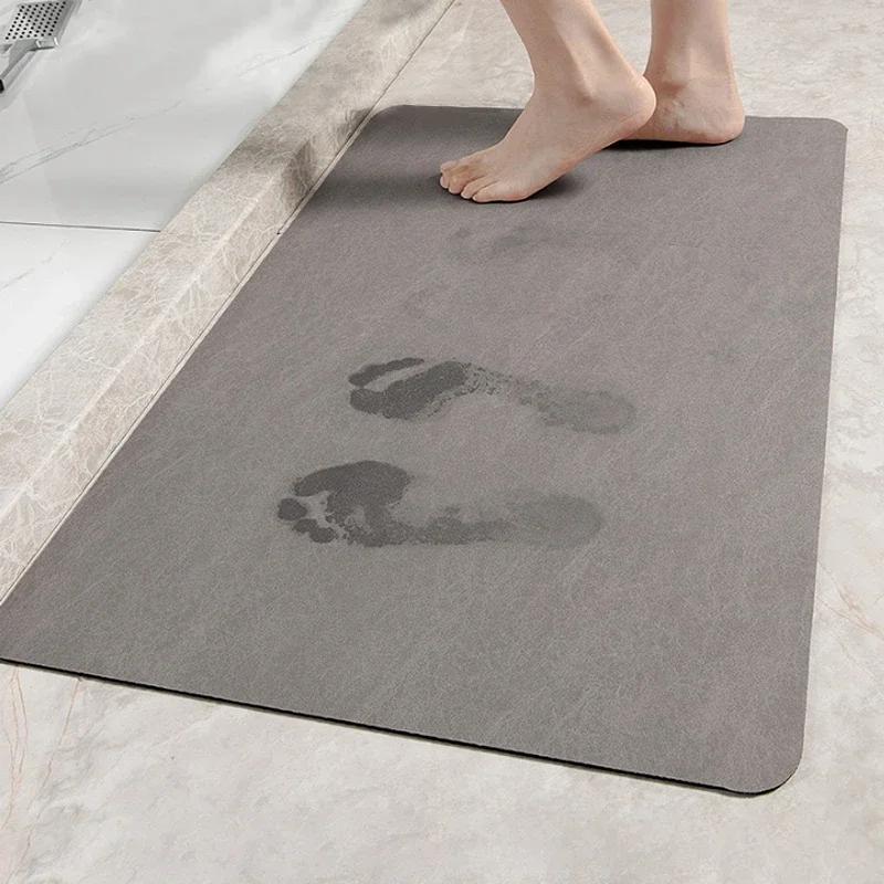 Bath Mat Diatomite Foot Mat Bath Mat Super Absorbent Bathroom Rug Non-slip Bathtub Side Carpet Shower Room Area Rug