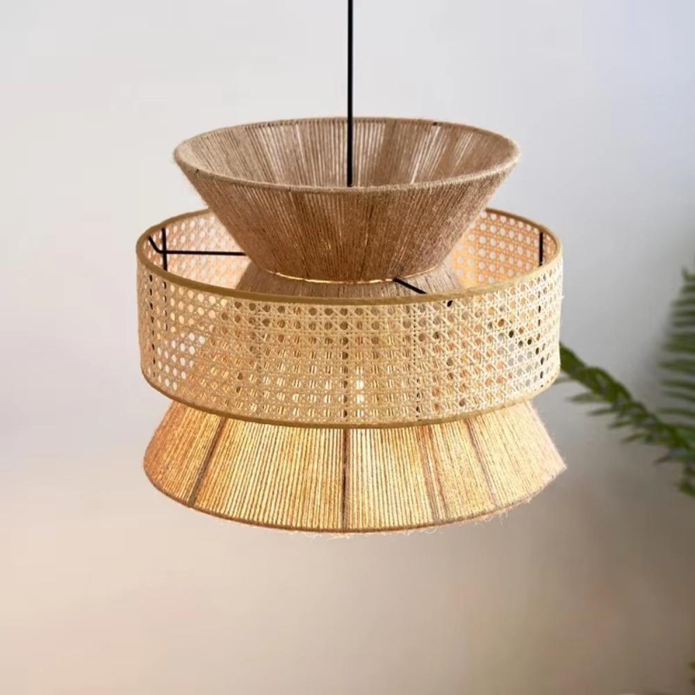 Vintage Wabi Sabi Handmade Hemp Rope Chandelier B&B Restaurant Bar Cafe Dining Room Pendant Lights Hanging Lamp Fixture