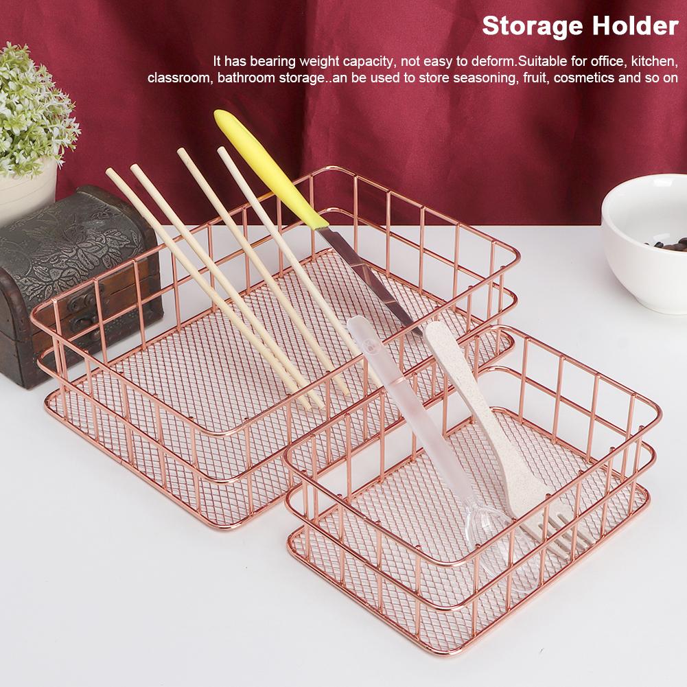 2pcs Multifunctional Household Iron Cosmetics Storage Fruit Holder Plate Container Basket Organizer