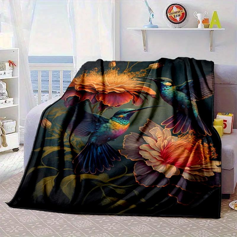 Hummingbird In Bloom Blanket Flannel Blanket Throw Blanket Sofa Cover Blanket Soft Premium Blanket Picnic Blanket Tv Blanket Gifts