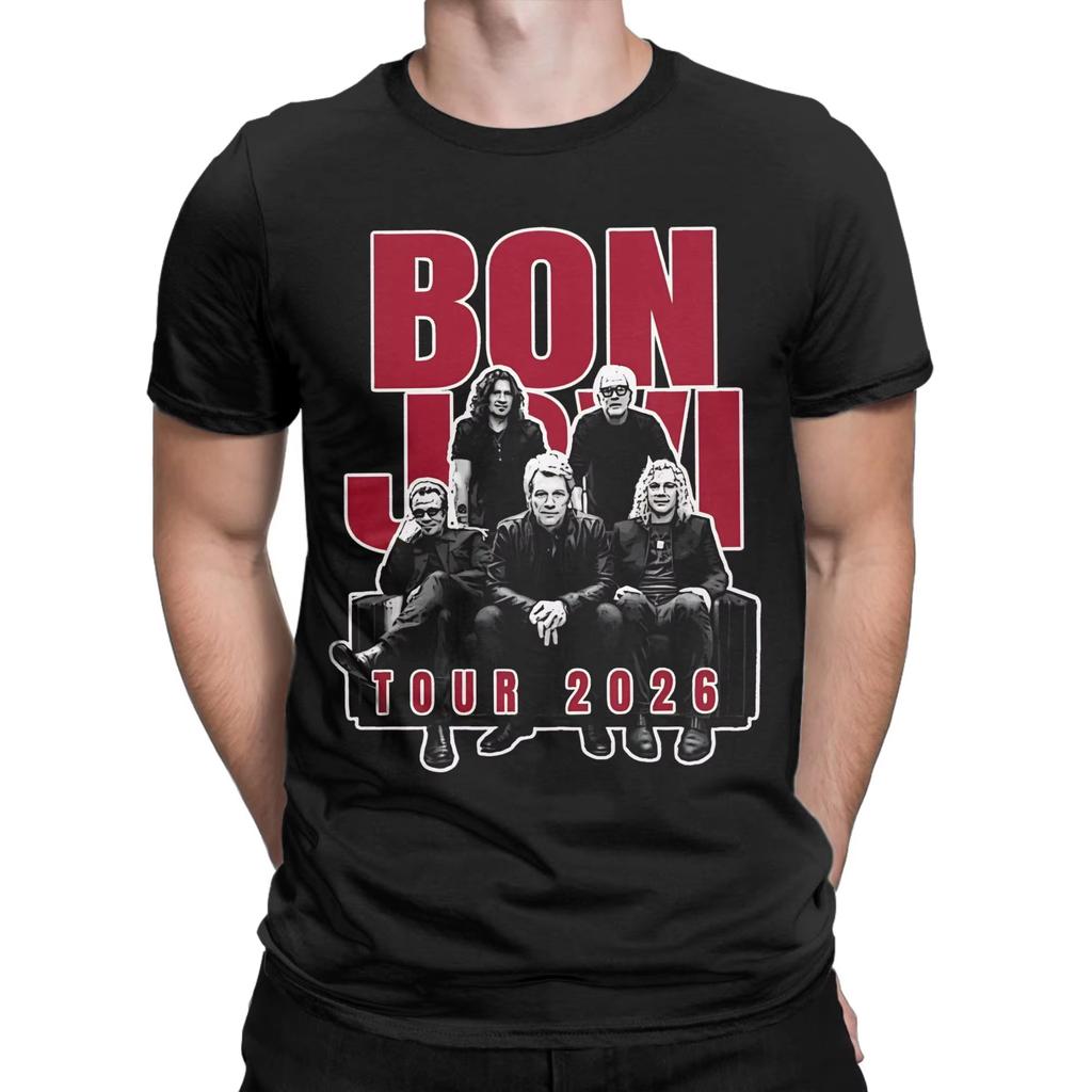 Hot Rock Band Bon Jovi Tour 2026 Poster Copertina Stampa Grafica Maglietta Unisex Unisex Estate Nuova Maglietta Streetwear Y2k Harajuku Moda Top