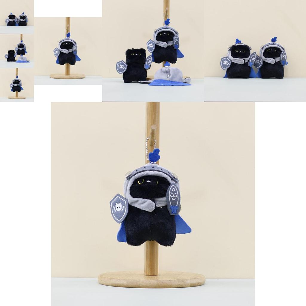 Adorable Knight Cat Plush Toy Cute Cartoon Keychain Soft Pp Cotton Doll Accessory
