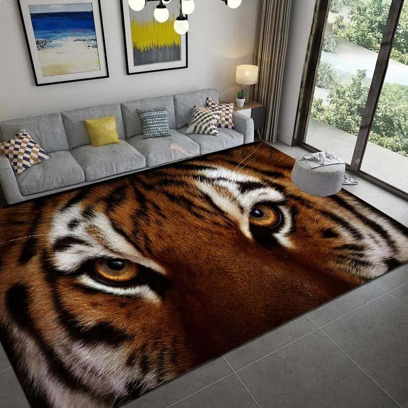 Tiger Animal Area Rug Carpet Wildlife Printed Indoor Floor Mat for Living Room Bedroom Soft Non-Slip Washable Doormat, Play Mat