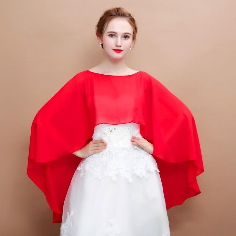 1PC Cloak Lightweight Chiffon Breathable Banquet Thin Wedding Fashion Solid Color Elegant Shawl