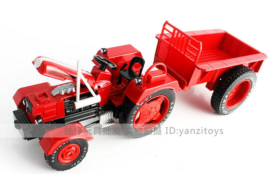 Retro Tractor with Trailer: Alloy Engineering Vehicle Toy Model