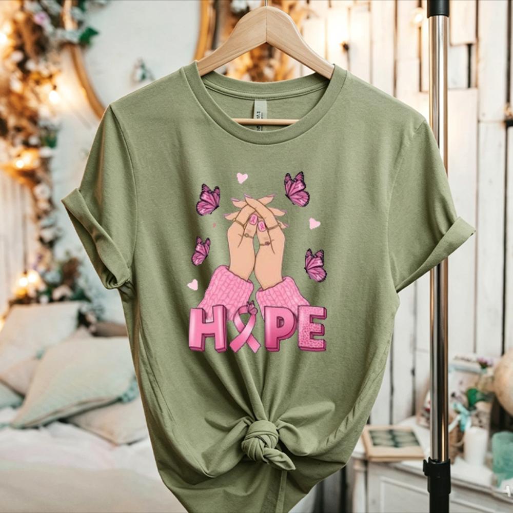 Pink Ribbon Breast Cancer Awareness Unisexs TShirt Womens Tee Graphic Unisex Top Classic Fashion Streetwear Oneck Shortsleev